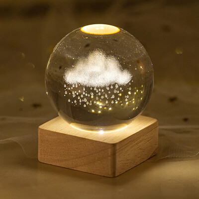 Minge de cristal 3D Sistem solar galaxie luminoasă Seria nor de ploaie Globe de cristal Lumină de noapte sculptată Decorare dormitor Cadou de aniversare