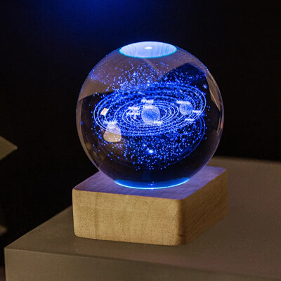 Minge de cristal 3D Sistem solar galaxie luminoasă Seria nor de ploaie Globe de cristal Lumină de noapte sculptată Decorare dormitor Cadou de aniversare
