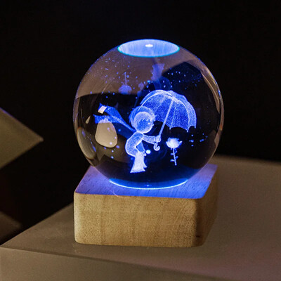 Minge de cristal 3D Sistem solar galaxie luminoasă Seria nor de ploaie Globe de cristal Lumină de noapte sculptată Decorare dormitor Cadou de aniversare