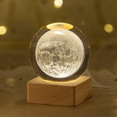 Minge de cristal 3D Sistem solar galaxie luminoasă Seria nor de ploaie Globe de cristal Lumină de noapte sculptată Decorare dormitor Cadou de aniversare