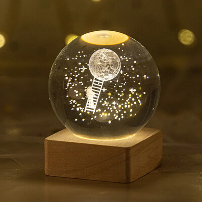 Minge de cristal 3D Sistem solar galaxie luminoasă Seria nor de ploaie Globe de cristal Lumină de noapte sculptată Decorare dormitor Cadou de aniversare