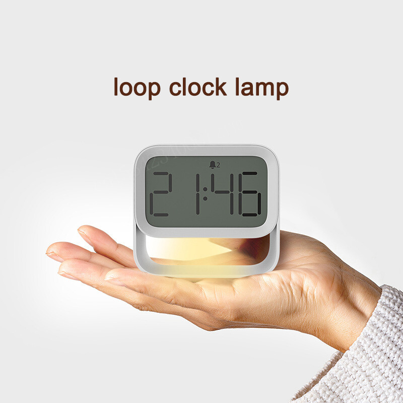 Lampă cu ceas cu buclă Ceas cu alarmă digitală LED Design cu lumină de noapte Ceasuri de birou Decorare masă pentru acasă Baterie încorporată de 1200 mAh