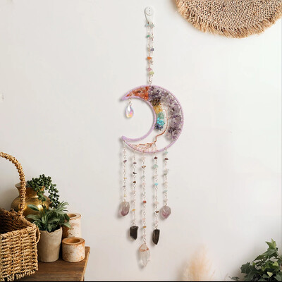 Atrapator de vise, piatra de cristal, clopotel de vant realizat manual, agatator de soare, pandantiv pentru masina, ornamente suspendate in camera, cadouri pentru festivalul de nastere, decorare pentru casa