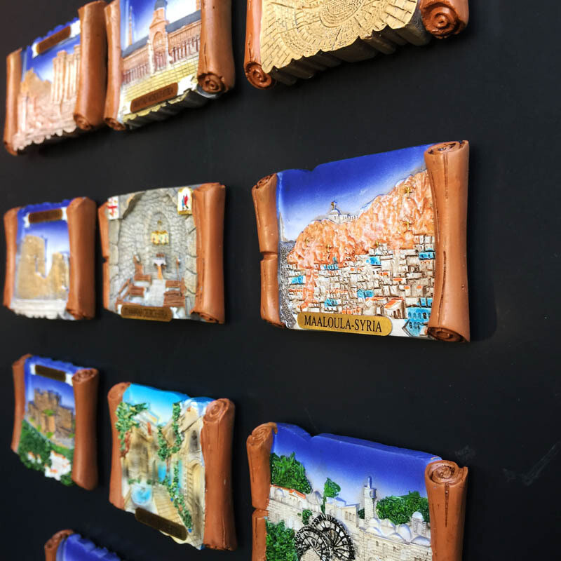 Magneți magnetici pentru frigider pentru Siria, cadou memorial de călătorie, autocolant magnetic pentru frigider pictat în rășină pentru decorarea casei
