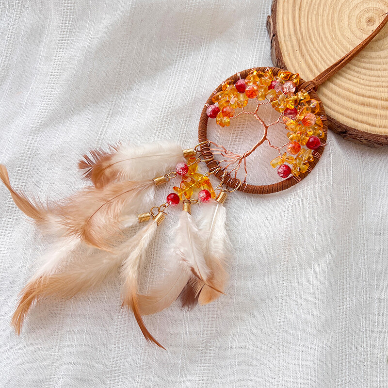 Atrapator de vise, clopoțel de vânt țesut manual pentru grădină, ornamente agățate în aer liber, umeraș pentru mașină din piatră de cristal, cadouri pentru festivaluri, decorațiuni pentru acasă