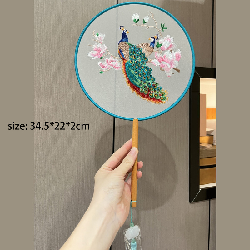 Ventilator cu două fețe în stil antic, stil chinezesc, broderie Suzhou, accesorii Qipao, ventilator de palat, ventilator de dans Hanfu pentru copii
