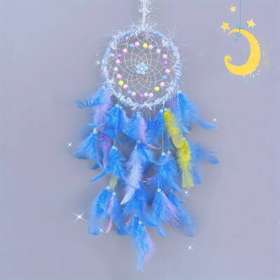 1 buc. Pene colorate Purpuriu Vise Captorul de mărgele cu pandantiv cu pene lucrate manual Ornament pentru agățat pe perete pentru dormitorul copiilor