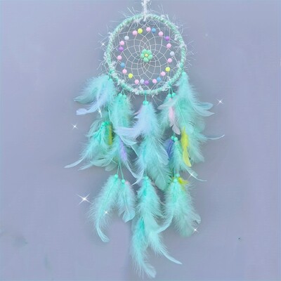 1 buc. Pene colorate Purpuriu Vise Captorul de mărgele cu pandantiv cu pene lucrate manual Ornament pentru agățat pe perete pentru dormitorul copiilor