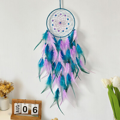 Apărător de vise, clopoței de vânt cu pene colorate, lucrate manual, sufragerie, ornamente suspendate, cadouri de festival, artizanat