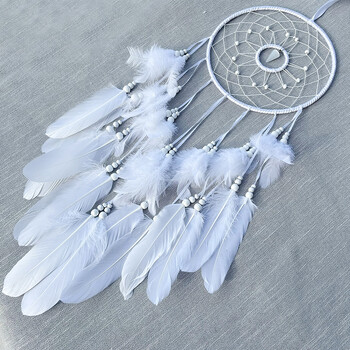 Nordic Dream Catcher Χειροποίητο Λευκό Φτερό Wind Chimes Κρυστάλλινο μενταγιόν τοίχου Δώρα γενεθλίων φεστιβάλ Κρεβατοκάμαρες κρεμαστά στολίδια