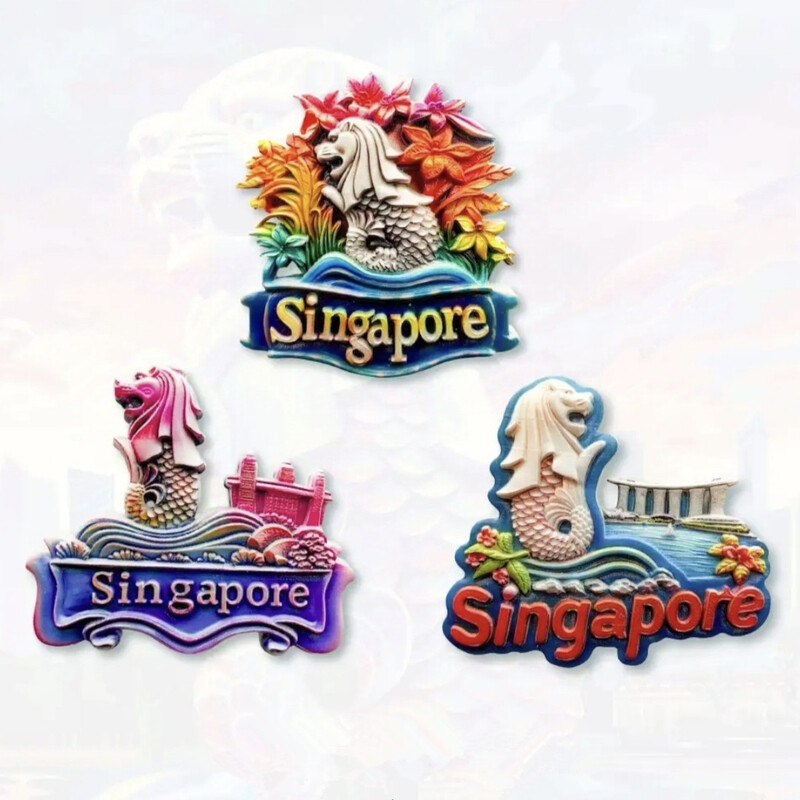 Asia Singapore Rășină 3D Magneți Frigider Suveniruri Turism Autocolant Frigider Decorat Artizanat Cadou