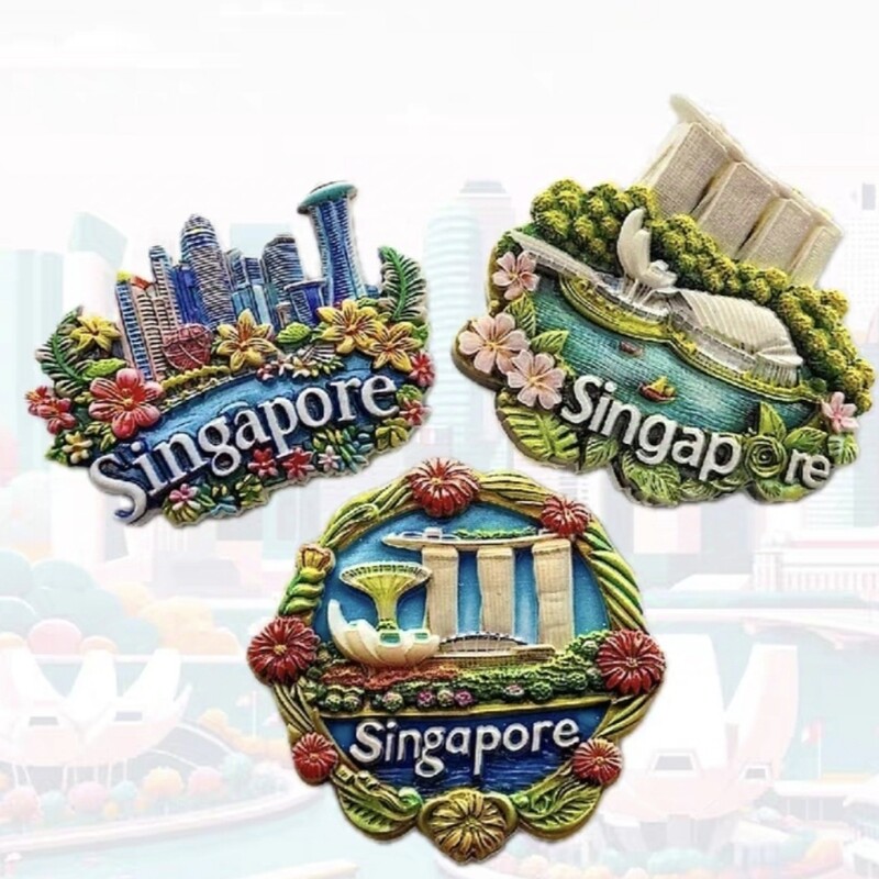 Asia Singapore Rășină 3D Magneți Frigider Suveniruri Turism Autocolant Frigider Decorat Artizanat Cadou