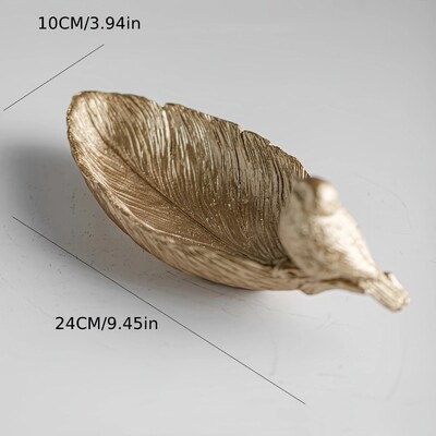 Tavă din rășină cu pene de pasăre- Organizator elegant multifuncțional pentru decorarea interioară, depozitarea produselor cosmetice și a bijuteriilor