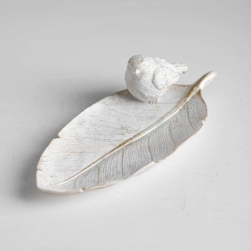 Tavă din rășină cu pene de pasăre- Organizator elegant multifuncțional pentru decorarea interioară, depozitarea produselor cosmetice și a bijuteriilor