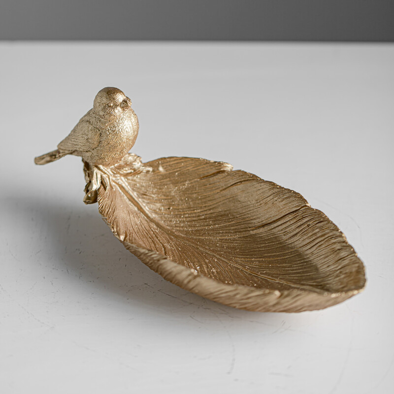 Tavă din rășină cu pene de pasăre- Organizator elegant multifuncțional pentru decorarea interioară, depozitarea produselor cosmetice și a bijuteriilor