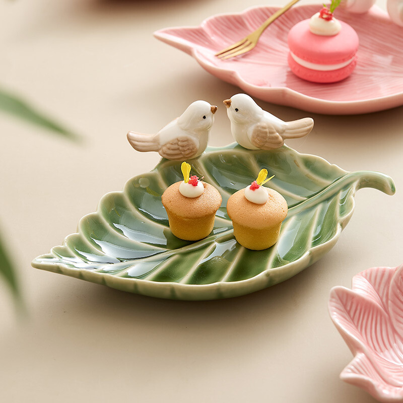 Nouă Tavă Dim Sum cu pasăre drăguță Tavă de depozitare bijuterii din ceramică Raft creativ Tavă Dim Sum Masă de ceai pentru acasă Decorare pentru birou Cadouri