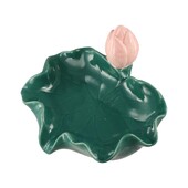 Simplicity Ceramics Lotus Leaf Cutie de săpun Suport de scurgere Vasă de săpun Suport pentru periuță de dinți Organizator de săpun de lux Suport de uscare pentru săpun pentru baie
