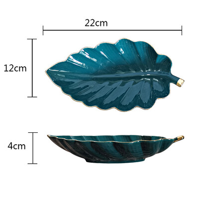 Farfurie din ceramică cu fructe în formă de frunze, farfurie pentru bibelouri, mici, bomboane, desert, gustări, farfurii sushi, tăvi de depozitare creative pentru acasă, decorative