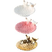 Cercei din porțelan rotund de 12,8 cm Tavă pentru bijuterii Suport cărți de vizită cu glazură lucioasă