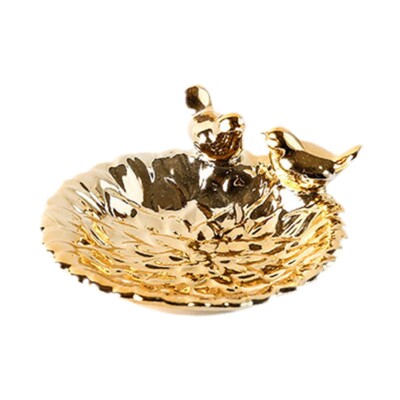 Cercei din porțelan rotund de 12,8 cm Tavă pentru bijuterii Suport cărți de vizită cu glazură lucioasă