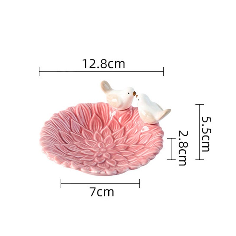 Cercei din porțelan rotund de 12,8 cm Tavă pentru bijuterii Suport cărți de vizită cu glazură lucioasă