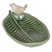 Tavă de bijuterii din ceramică pentru bijuterii, inel, colier, brăţară, cercei, frunze, cu farfurie de păsări, decorare a casei