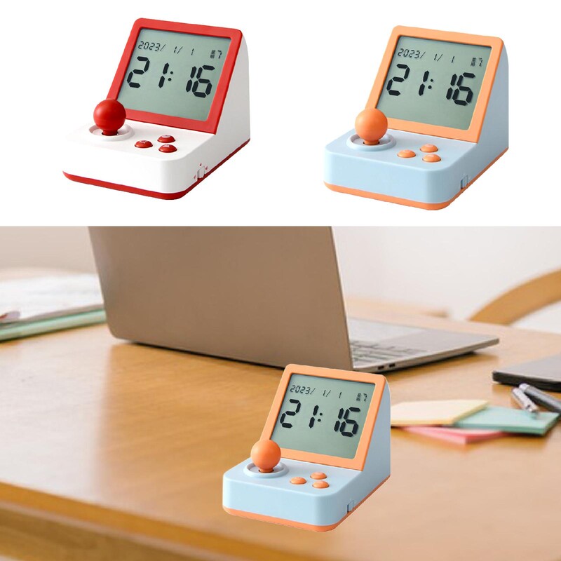 Ceas cu alarmă mic, temporizator, formă consolă de jocuri, ceas digital multifuncțional ușor, ceas de masă de birou pentru dormitor de lângă pat