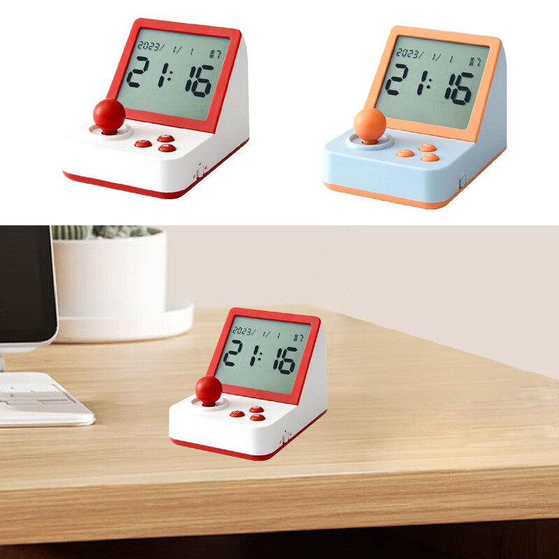 Ceas cu alarmă mic, temporizator, formă consolă de jocuri, ceas digital multifuncțional ușor, ceas de masă de birou pentru dormitor de lângă pat