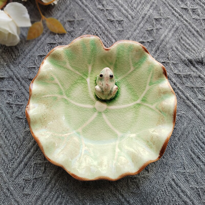 Farfurie de porțelan în stil japonez Glazură de cracare a gheții Vesele de masă în formă de frunze de lotus creative Sos Condiment Desert Vase cu înghețată