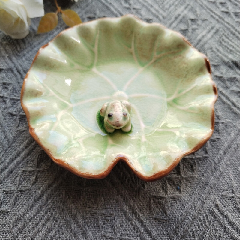 Farfurie de porțelan în stil japonez Glazură de cracare a gheții Vesele de masă în formă de frunze de lotus creative Sos Condiment Desert Vase cu înghețată