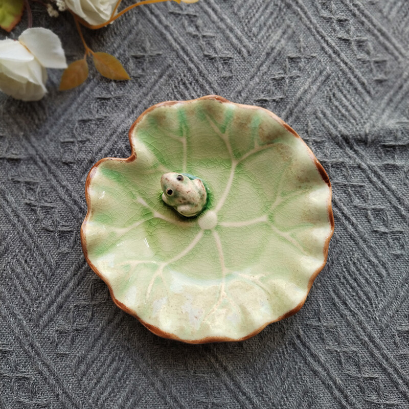 Farfurie de porțelan în stil japonez Glazură de cracare a gheții Vesele de masă în formă de frunze de lotus creative Sos Condiment Desert Vase cu înghețată