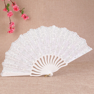 Evantai pliabil din dantelă albă nuntă la modă, nuntă, cosplay, petrecere, evantai decorative pentru acasă, decorare pentru evantai de mână