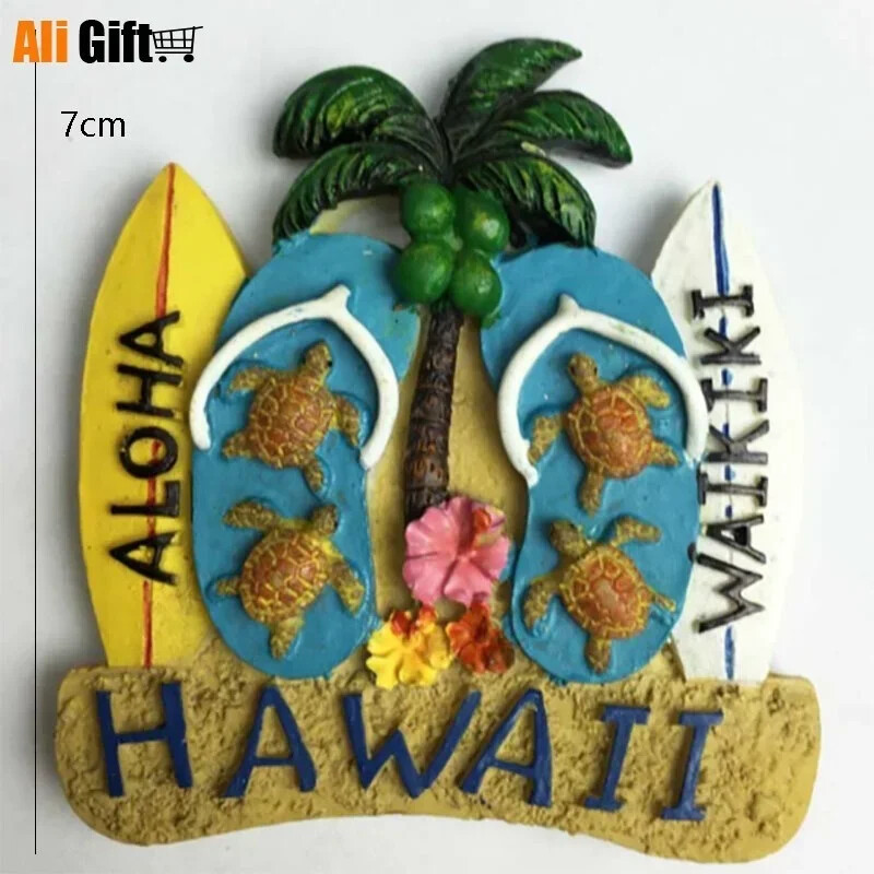 Sandale Hawaii pentru plăci de surf lucrate manual, Magnet de frigider 3D din rășină, Suveniruri turistice, Autocolante magnetice pentru frigider, SUA, 1 buc.