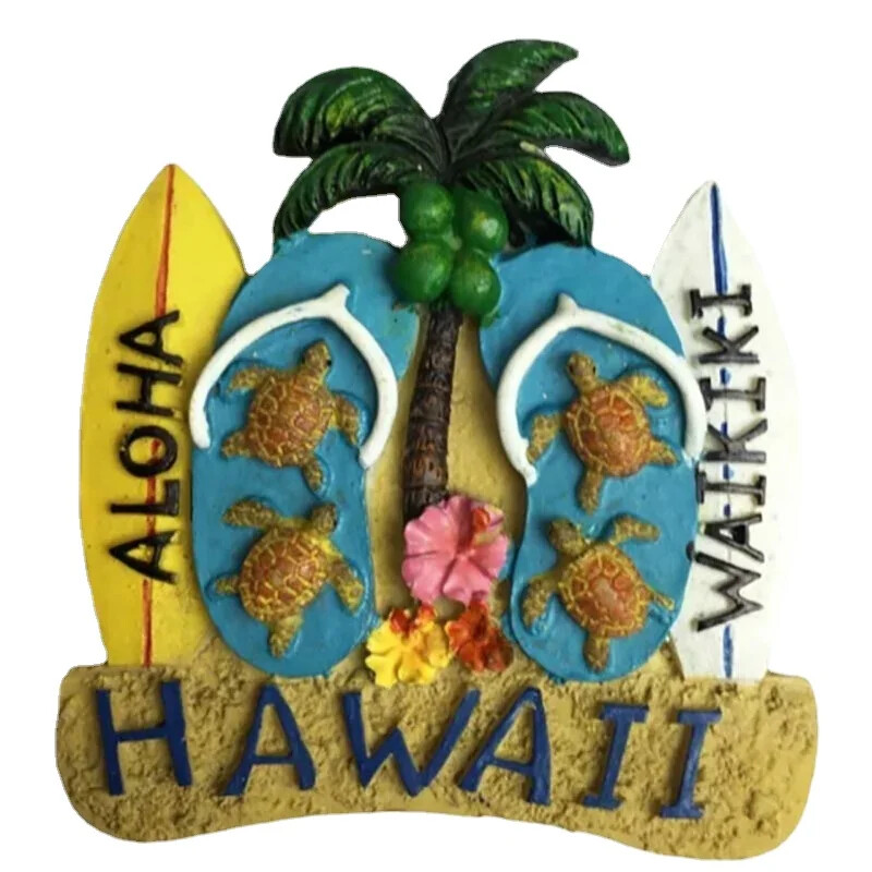 Sandale Hawaii pentru plăci de surf lucrate manual, Magnet de frigider 3D din rășină, Suveniruri turistice, Autocolante magnetice pentru frigider, SUA, 1 buc.