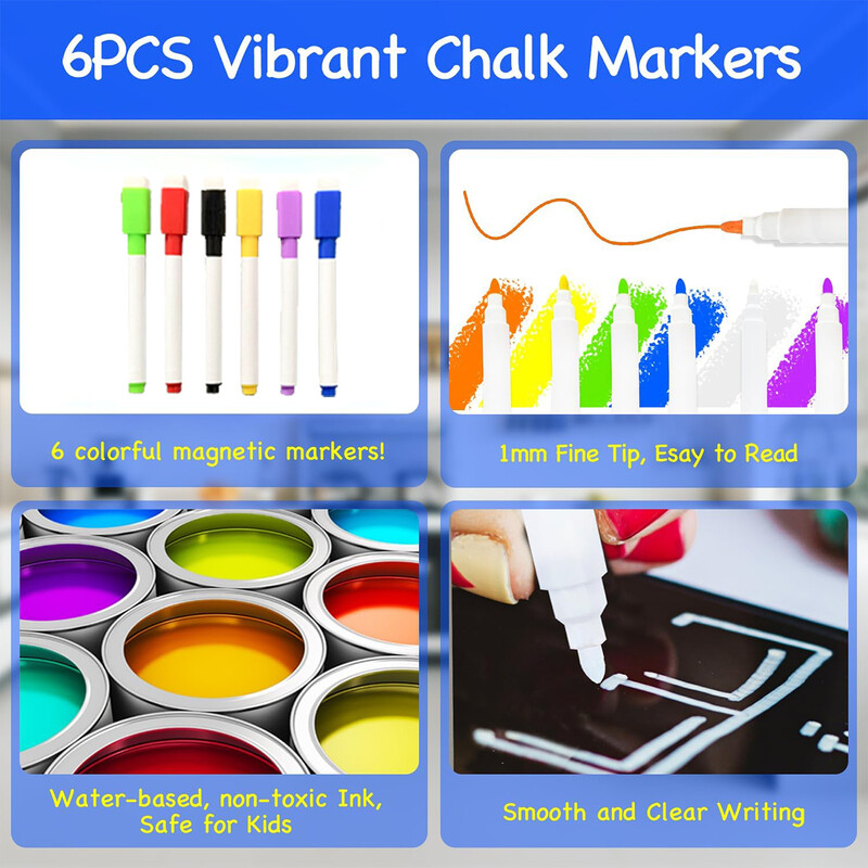 Tablă de meniu săptămânal magnetică acrilică pentru bucătărie, tablă magnetică acrilică șters uscată pentru frigider, planificator de mese reutilizabil cu 6 culori Ma