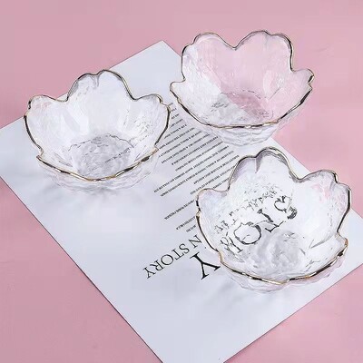 Vasă de sticlă în formă de floare de cireș japoneză Bol cu sos Mini farfurie de condimente de bucătărie pentru înghețată Sala de fructe Veselă