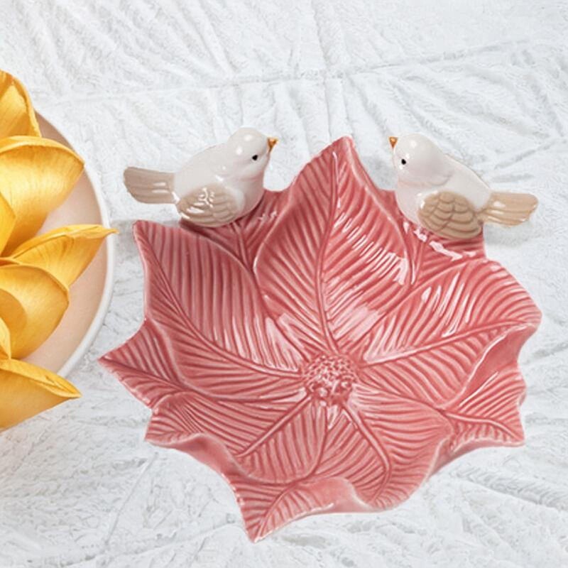 Statuie de pasăre Cercei de porțelan Tavă de bijuterii Colier Chei Gustare petrecere de nuntă