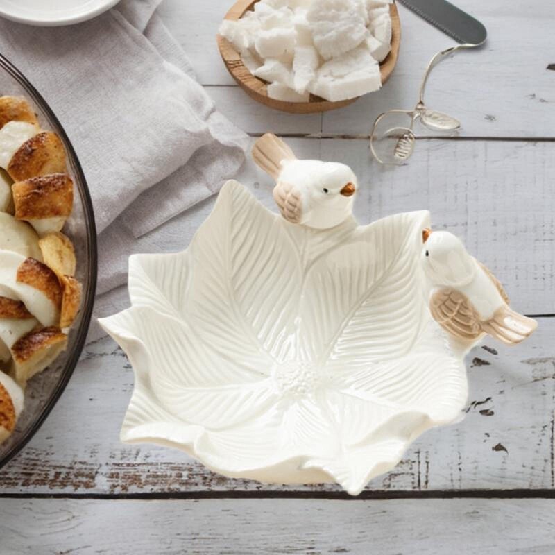 Statuie de pasăre Cercei de porțelan Tavă de bijuterii Colier Chei Gustare petrecere de nuntă