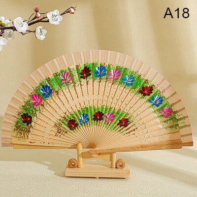 Ventilator pliabil în stil chinezesc, gol cu două fețe, cadou artizanat, imprimare pentru dans, din lemn, ventilator portabil spaniol pentru consumabile pentru petreceri acasă