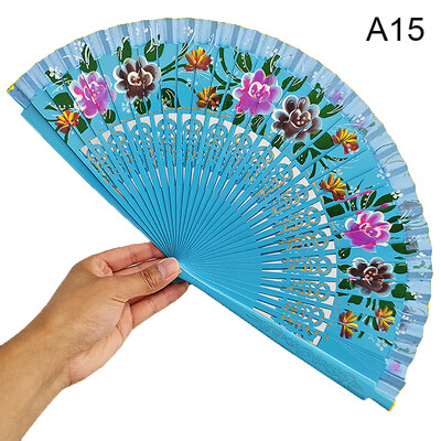 Ventilator pliabil în stil chinezesc, gol cu două fețe, cadou artizanat, imprimare pentru dans, din lemn, ventilator portabil spaniol pentru consumabile pentru petreceri acasă