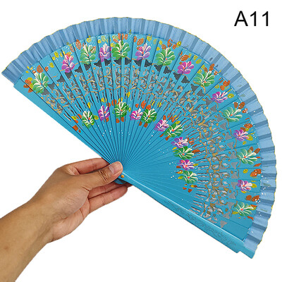 Ventilator pliabil în stil chinezesc, gol cu două fețe, cadou artizanat, imprimare pentru dans, din lemn, ventilator portabil spaniol pentru consumabile pentru petreceri acasă