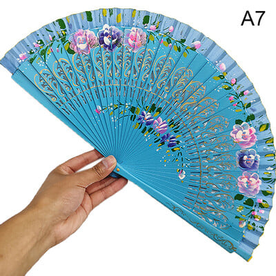 Ventilator pliabil în stil chinezesc, gol cu două fețe, cadou artizanat, imprimare pentru dans, din lemn, ventilator portabil spaniol pentru consumabile pentru petreceri acasă