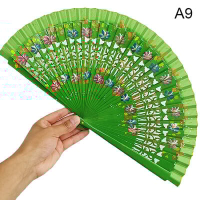 Ventilator pliabil în stil chinezesc, gol cu două fețe, cadou artizanat, imprimare pentru dans, din lemn, ventilator portabil spaniol pentru consumabile pentru petreceri acasă