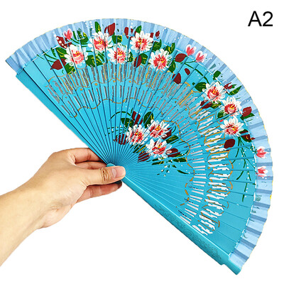 Ventilator pliabil în stil chinezesc, gol cu două fețe, cadou artizanat, imprimare pentru dans, din lemn, ventilator portabil spaniol pentru consumabile pentru petreceri acasă