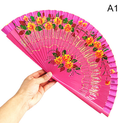 Ventilator pliabil în stil chinezesc, gol cu două fețe, cadou artizanat, imprimare pentru dans, din lemn, ventilator portabil spaniol pentru consumabile pentru petreceri acasă