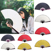 33 cm/26 cm stil chinezesc mahon culoare solidă evantai pliabil bricolaj scris de mână caligrafie evantai pânză de mătase performanță dans cadou