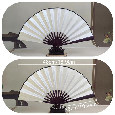 33 cm/26 cm stil chinezesc mahon culoare solidă evantai pliabil bricolaj scris de mână caligrafie evantai pânză de mătase performanță dans cadou