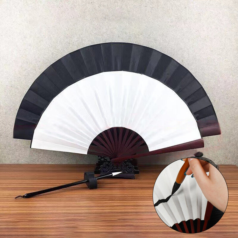 33 cm/26 cm stil chinezesc mahon culoare solidă evantai pliabil bricolaj scris de mână caligrafie evantai pânză de mătase performanță dans cadou