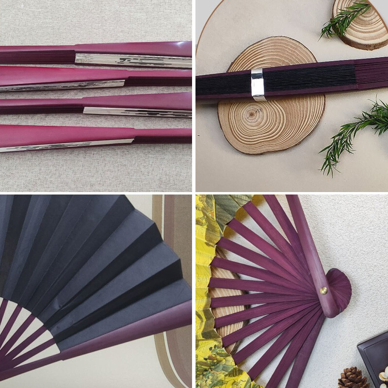 33 cm/26 cm stil chinezesc mahon culoare solidă evantai pliabil bricolaj scris de mână caligrafie evantai pânză de mătase performanță dans cadou