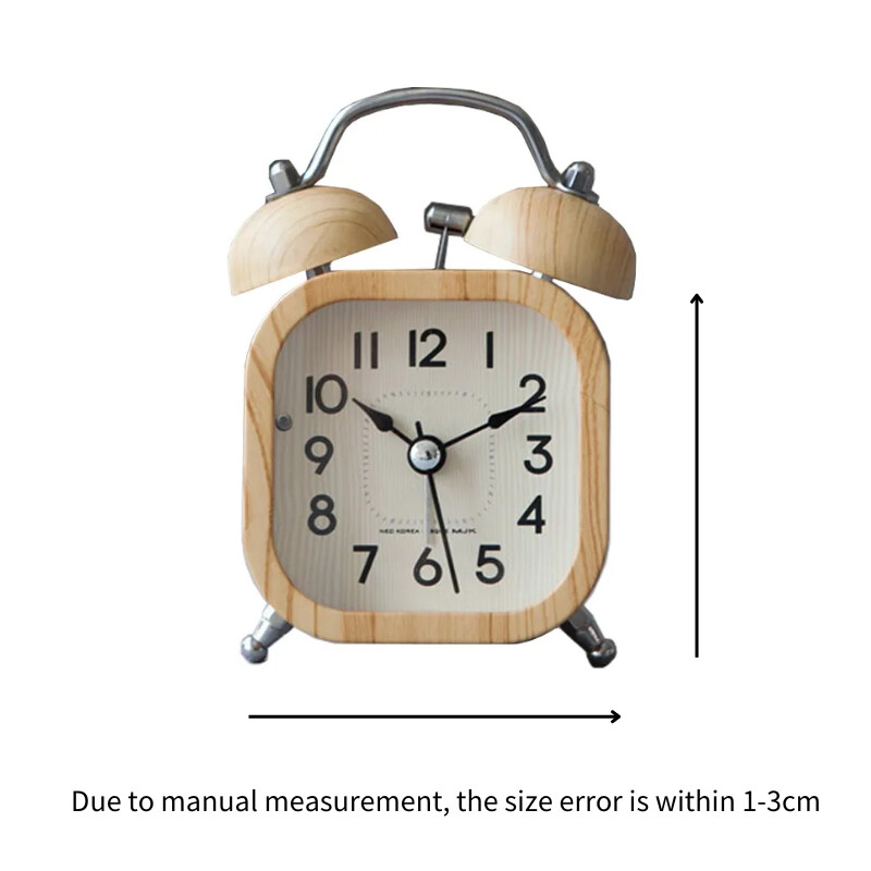 Ceas cu alarmă retro pentru cap de pat, decorațiuni pentru casă, mini ceas drăguț din lemn, lumină de noapte, ceas cu alarmă tăcută, ceas de bucătărie, dormitor